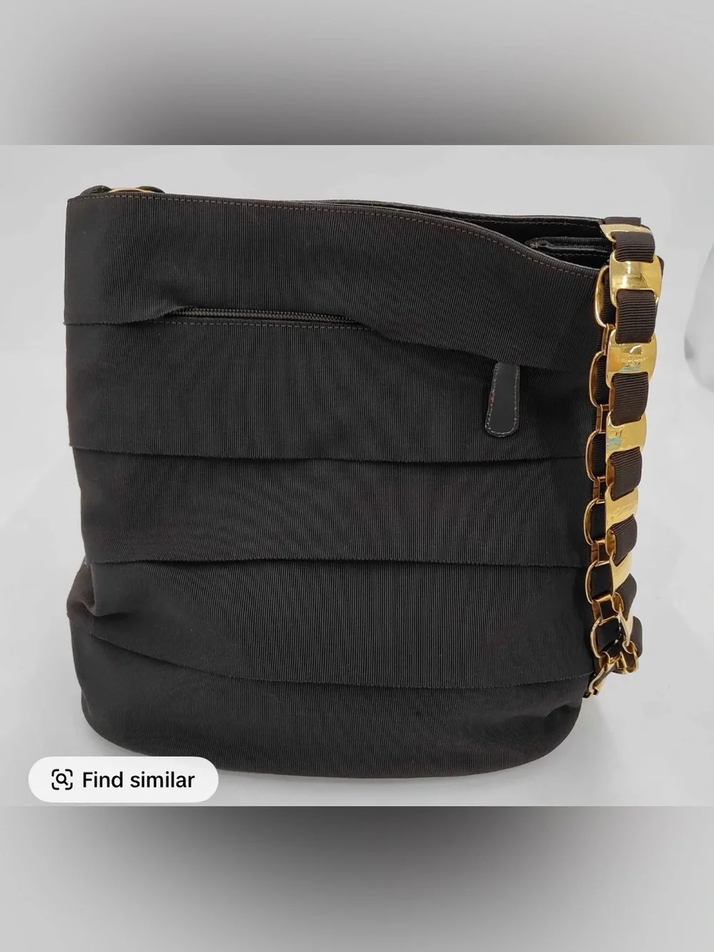 Salvatore Ferragamo Black Shoulder Bag with Gold Chain Strap